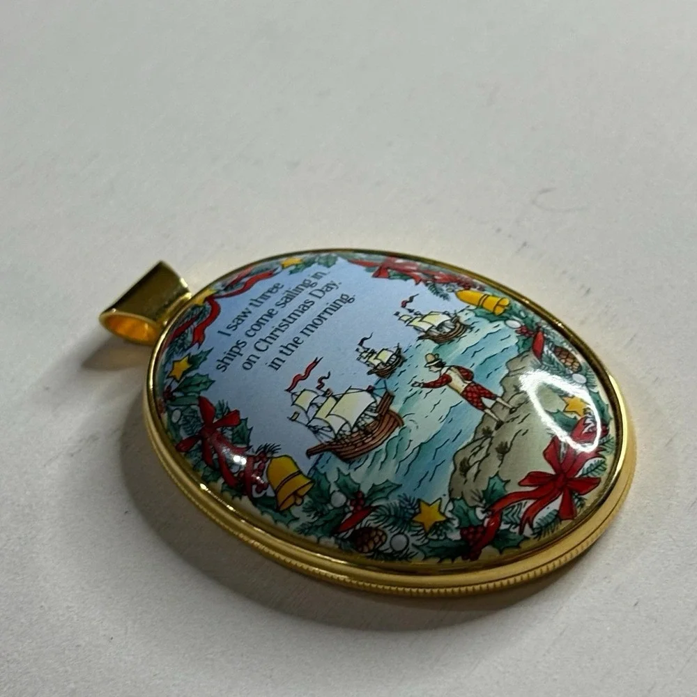Halcyon Days Enamels Christmas 1992 I Saw Three Ships Pendant Limited Edition 83